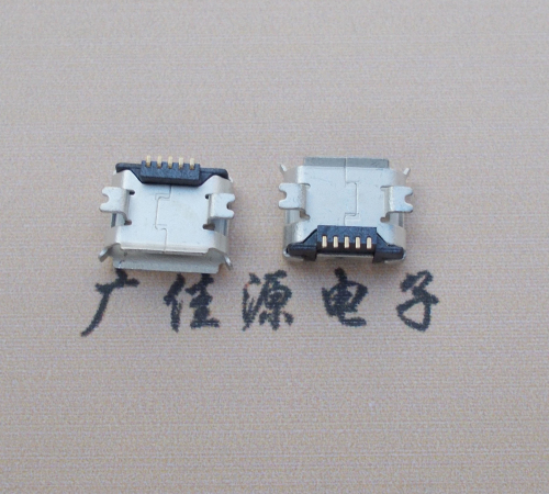 湖北Micro USB 5PIN接口,B型垫高0.9mm鱼叉脚贴片雾锡卷边